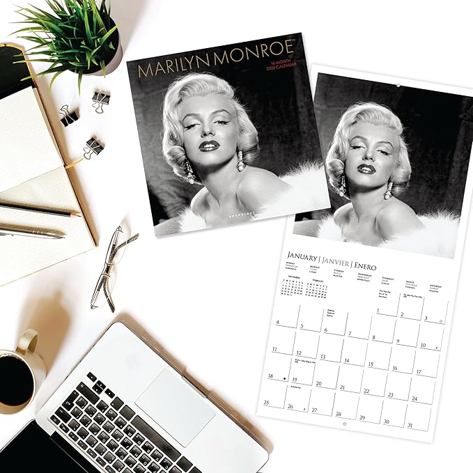 Graphique 2026 Marilyn Monroe Wall Calendar | 12” x 12” | Thick Paper | Home & Office Organizer | Large Monthly Grid | 3 Languages & Marked Holidays | 4 Month Preview Page for 2027