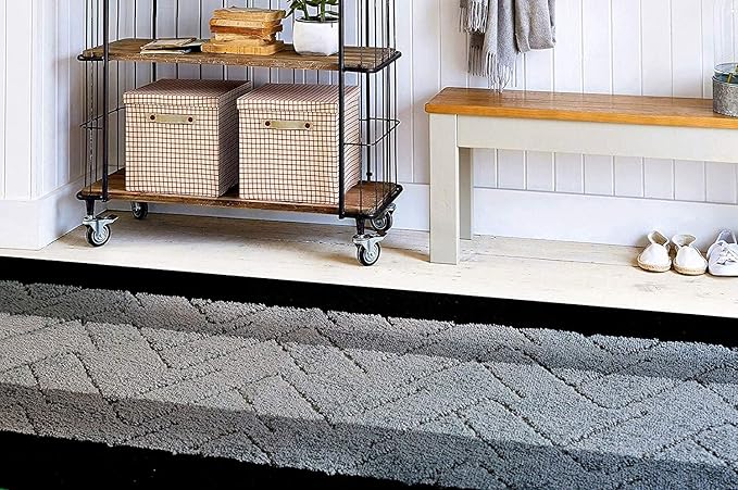 Custom Size Hallway Runner Rug Grey Color 31 inch Wide Select Your Length Non-Slip (Skid Resistance) Rubber Backing 8 feet x 31 inch