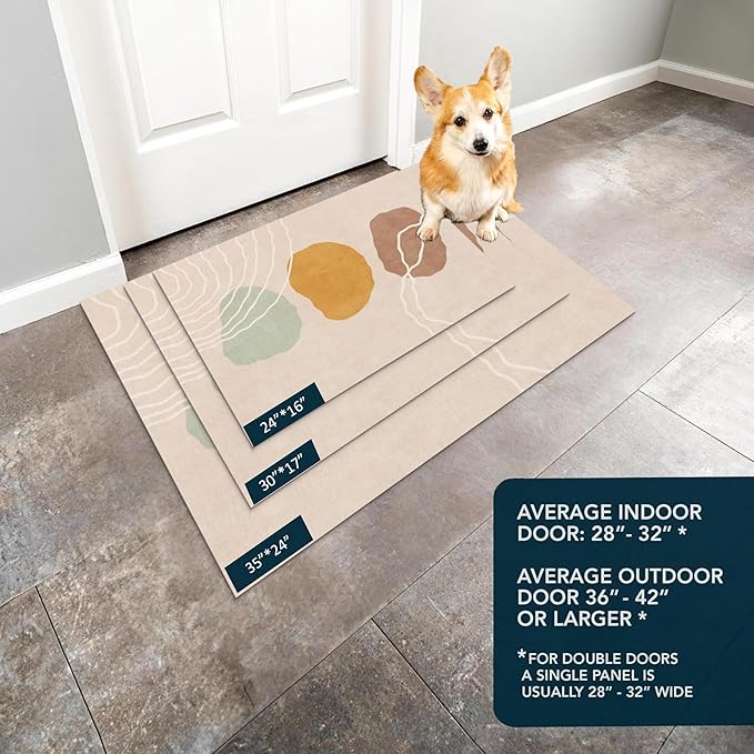 Ultra Thin Door Mat Indoor Entrance, 1/10 in Thin Door Mats for Inside Entry, Non-Slip Rubber Backing Washable Doormat, Fade Resistant, Absorbent, Low Profile Dirt Trapper, 30"X17"