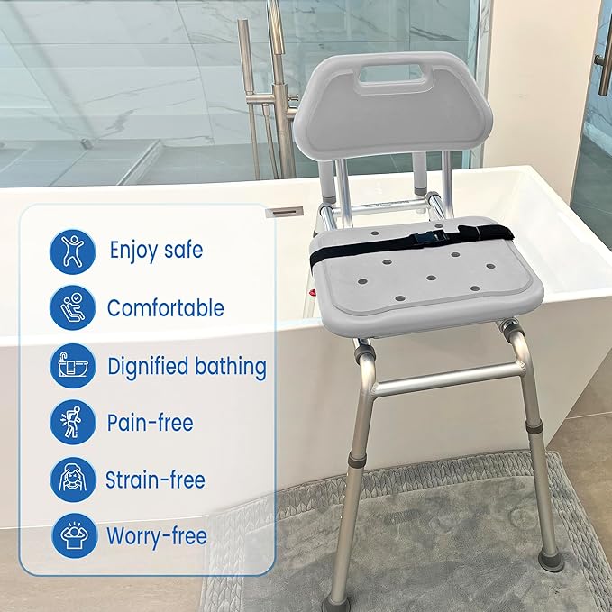 Gateway Premium Sliding Bath Transfer Bench with Swivel Seat-Padded (Gray)