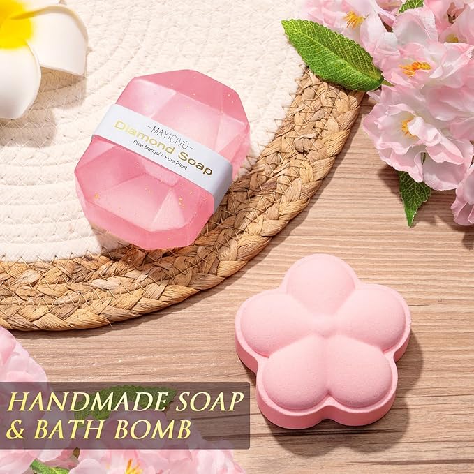 Birthday Gifts for Women Self Care Gift, Cherry Blossom Relaxing Spa Gift Baskets Bath Set Get Well Soon Care Package Valentines Day Gifts for Her Mom Women Sister Friend Wife Grandma w/ Blanket