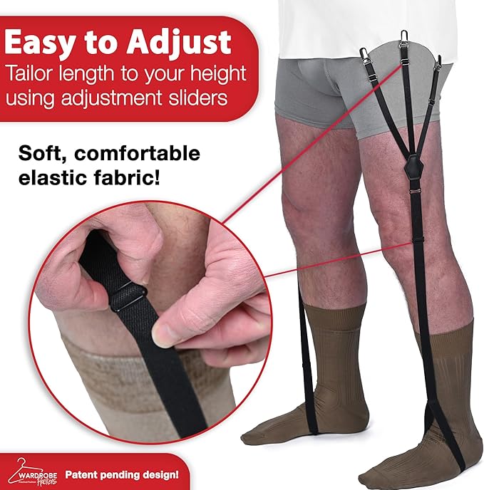 Shirt Stays for Men - Elastic Black Garters for Men and Women - Extendable Shirt Keepers