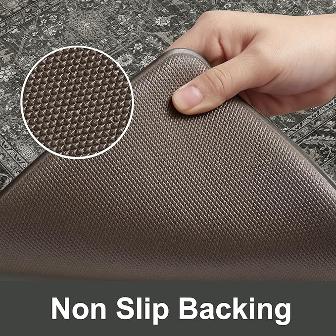 KIMODE Kitchen Mats Cushioned Anti Fatigue, Farmhouse Kitchen Runner Rugs, Grey/Green Rugs for Kitchen Floor, Kitchen Floor Mat Non Slip, Comfort Standing Mat for Laundry Office Sink Desk 24"x59"