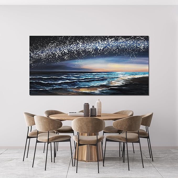 Canvas Wall Art Decor Wall Art Pictures for Living Room Coastal Beach Wall Art Decor Wall Art Prints Starry Nights Canvas Modern Art Wall Decor Art Work for Home Office Kitchen Wall Decor 20" X 40"