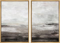 MUDECOR Framed Wall Art Print Set Brown and Gray Grunge Paint Stroke Landscape Abstract Shapes Illustrations Modern Minimalist Chic Relax/Calm for Living Room, Bedroom, Office - 24"x36"x2 Natural