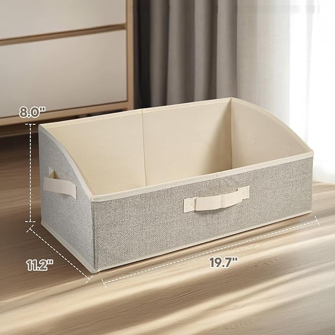 DAYARD Fabric Bins [1-Pack], Trapezoid Storage Bins with Handles, Foldable Baskets Storage Boxes for Shelves, Closet, Bookshelf, Organizer Containers, 20 x 11 x 8 inch Beige