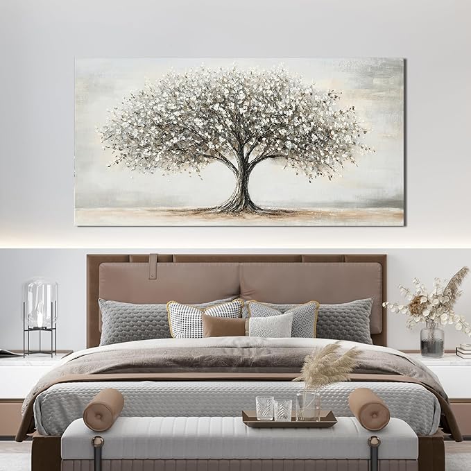 AIXMGSJS Canvas Wall Art Decor Canvas Art Decor Tree of Life Art Modern Black and White Wall Art Prints Large Artwork for Walls Pictures for Living Room for Bedroom Office Wall Decor 24" X 48"