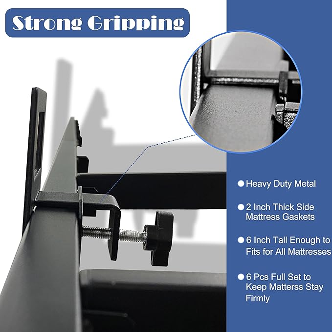 Mattress Slide Stopper to Keep Mattress from Sliding Extra Thick Mattress Holder for Metal Bed Frame 6 Pcs Mattress Retainer Bar for Twin Full King Queen Bed Frame