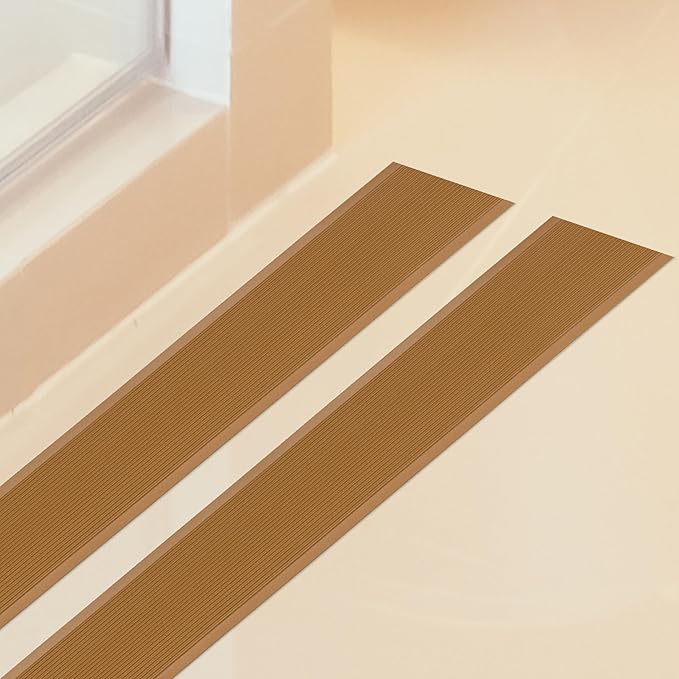 Rubber Bond 4x36in Anti Slip Stair Treads (5-Pack) - Waterproof Outdoor/Indoor Heavy Duty Non-Skid Tape for Stairs - Adhesive Rubber Grip Strips for Steps & Ramps - Brown