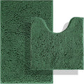 BOANKODU Bathroom Set - 2 Piece Soft Chenille Bath Rugs, Non-Slip, 32x20 + 20x20 Inch U Shape, Machine Washable (Dark Green)