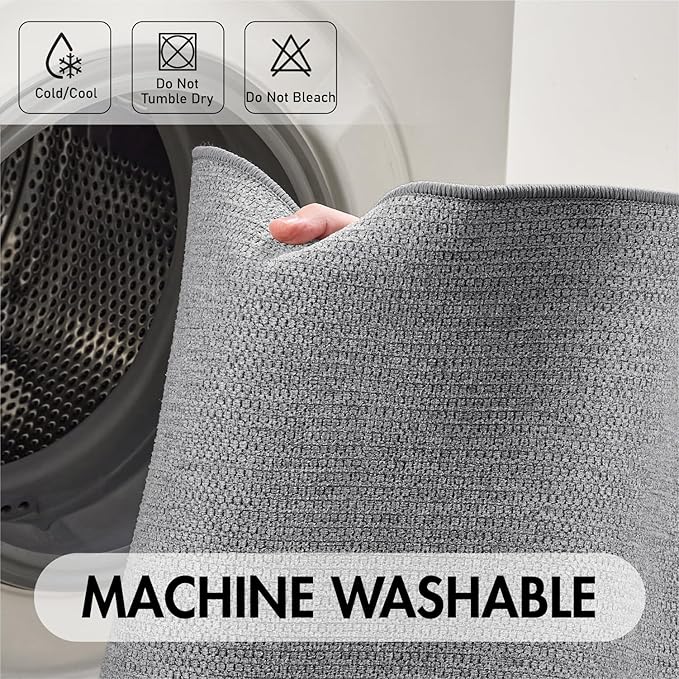 MIULEE Set of 2 Ultra Thin Bathroom Rugs, Rubber Bath Mats for Bathroom Non Slip, Quick Dry Absorbent Bath Rug Machine Washable, Fit Under Door, Shower, Sink, Home Decor, Grey, 17"x27"+20"x32"