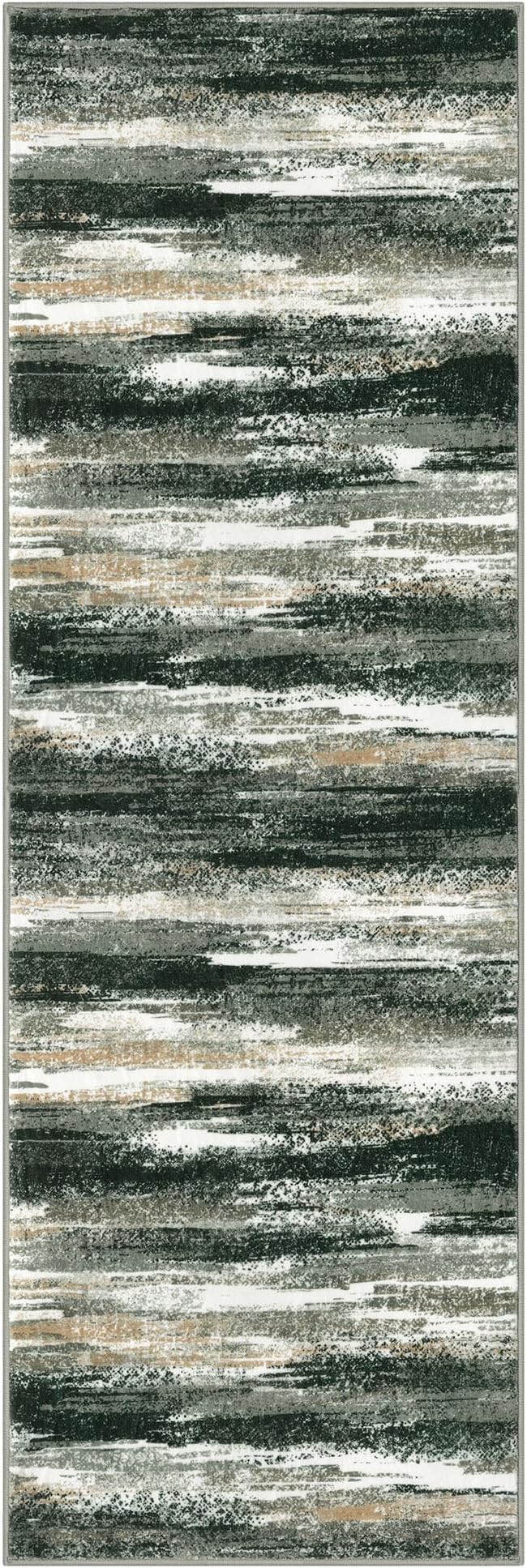 Modern Abstract Runner Rug 2x6, Forest Green Washable Kitchen Runner Non-Slip Soft Hallway Rug Runner Thin Print Faux Wool Carpet for Entryway Bedroom Laundry Room Indoor Home Decor