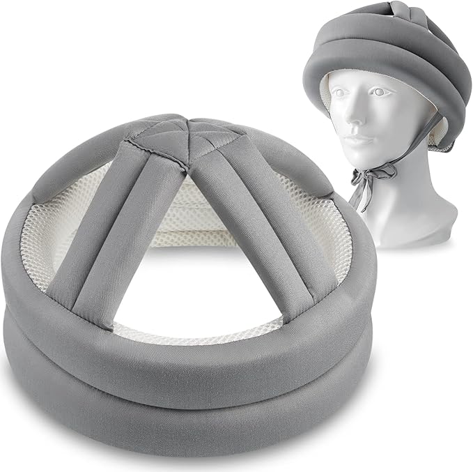 Woanger 1 Pcs Anti Fall Elder Head Safety Helmet for Adults Special Needs Thick Soft Protective Hat Adjustable Seniors Fall Prevention Head Protection Cap Elderly Helmet for Injury Protection (Grey)