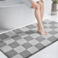 PURRUGS Bathroom Rug Non-Slip Machine Washable 30" x 60", Super Absorbent and Quick-Dry Bath Mat, Extra Soft and Plush Bath Rug for Shower, Bathtub and Sink, Light Grey & Grey
