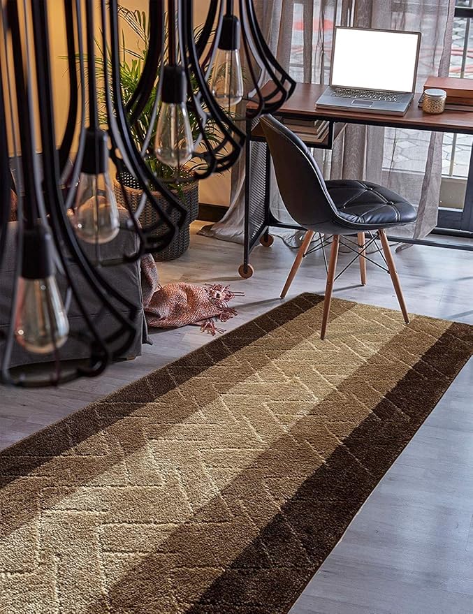 Custom Size Hallway Runner Rug Brown-Beige Color 31 inch Wide Select Your Length Non-Slip (Skid Resistance) Rubber Backing 6 feet x 31 inch