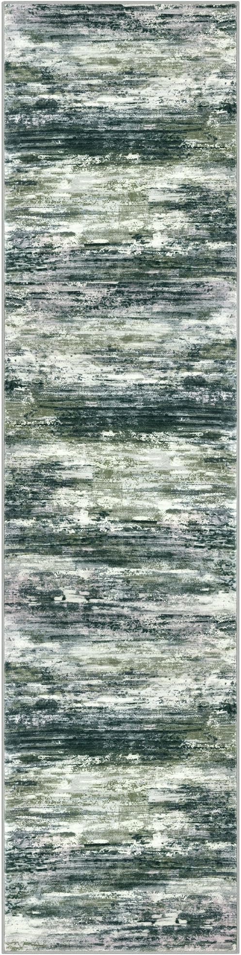 KOZYFLY Modern Abstract Hallway Runner Rug, 2x8 Kitchen Rugs Non-Slip Washable Soft Striped Runner Rugs, Print Green Yellow Carpet Runner for Entryway Bathroom Laundry Room Foyer