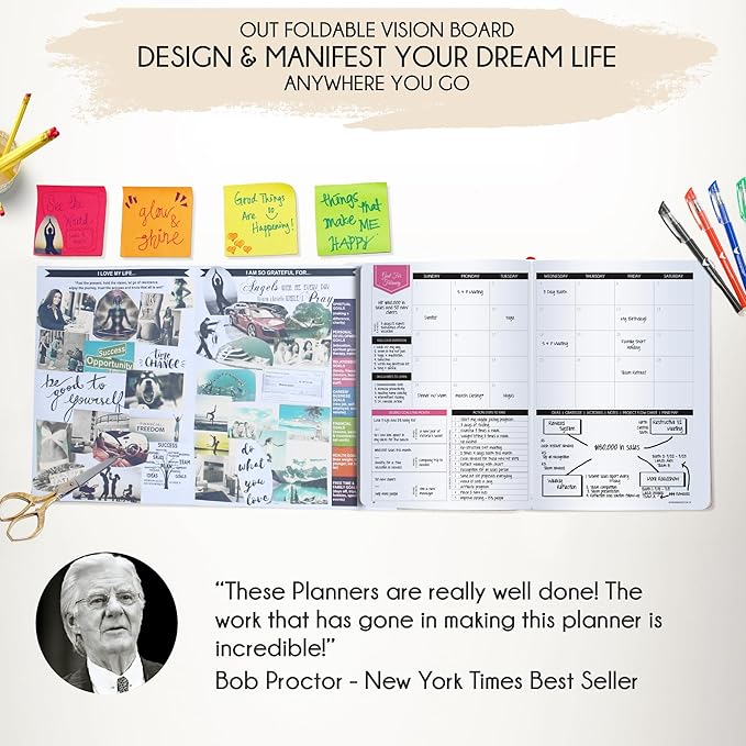 Deluxe 2026 Planner Weekly and Monthly | Law of Attraction Planner with Productivity App | 12-Month for Productivity, Gratitude & Goal Setting | Includes Foldable Vision Board, Gift Box & Stickers