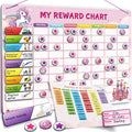 Magnetic Reward Chart for Kids with 280 Magnets - Behavior Chart for Kids at Home - Responsibility Reward Chart - Chore Chart - Visual Schedule - Ideal for Ages 3-9, Autism, ADHD - Pink