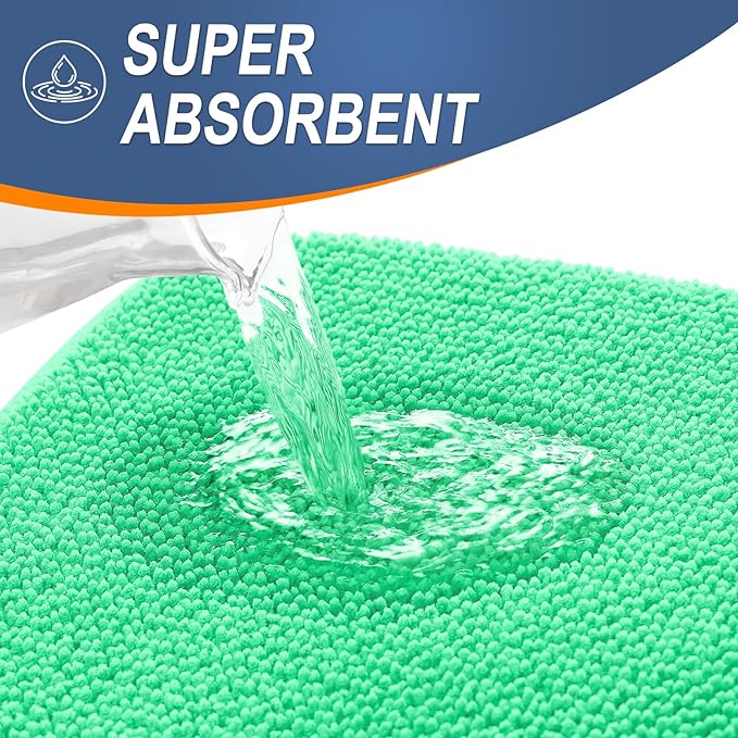 OLANLY Thick Memory Foam Bath Mat Rug 24x16, Extra Soft Absorbent Bathroom Rug, Quick Dry Bath Mats, Non-Slip, Machine Washable Carpet for Bathroom, Tub and Shower, Home Decor Accessories, Mint Green