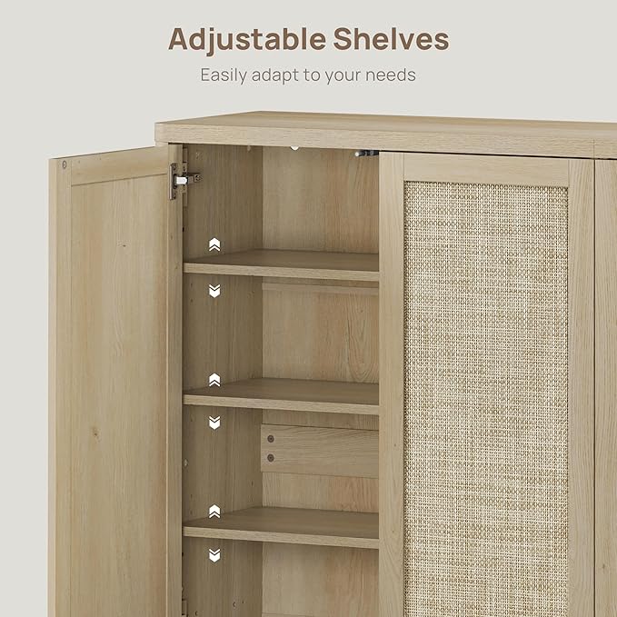 SICOTAS Rattan Shoe Storage Cabinet - Modular Shoe Cabinets with Door Tall Large Shoe Cabinet Storage for Entryway - 65.6" Wide Modular Cabinet for Hallway, Living Room