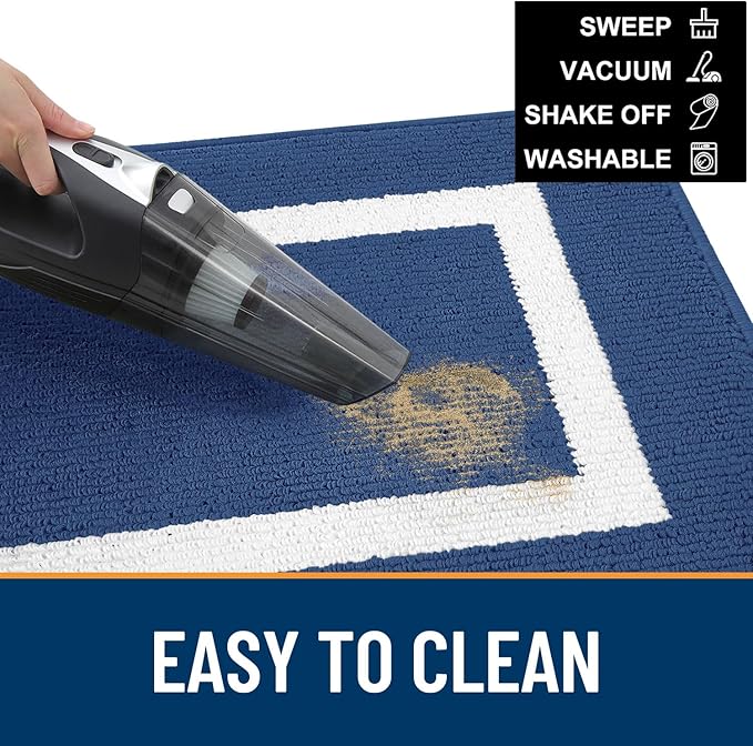 OLANLY Indoor Door Mat, 59x20, Non-Slip Absorbent Resist Dirt Entrance Mat, Washable Low-Profile Inside Entry Doormats for Entryway, Navy