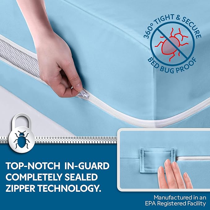 Guardmax Jersey Knitted Full Zippered Mattress Encasement - Waterproof & Bed Bug Proof Mattress Protector - Comfortable, Soft, and Noiseless Zippered Bedding - Dust Mite Proof (54 x 75 x 12)