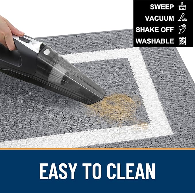 OLANLY Indoor Door Mat, 30x17, Non-Slip Absorbent Resist Dirt Entrance Mat, Washable Low-Profile Inside Entry Doormats for Entryway, Grey