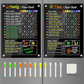 PigPotParty Black Acrylic Magnetic Chore Chart for Multiple Kids, 12"x16" Reward Responsibility Chart, 2 Pcs Daily Weekly Dry Erase Fridge Chore Board Checklist for Teens Adult, w/ 12 Markers & Towel