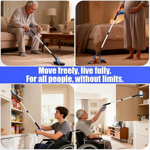 6 Pack 32 Inch Commercial Trash Grabber for Elderly Assist, Heavy Duty Lightweight Reacher with Ergonomic Handle & Non-Slip Grip, Multi-Use Outdoor Home Garden Cleanup Mobility Aid Tool (6, Colorful)