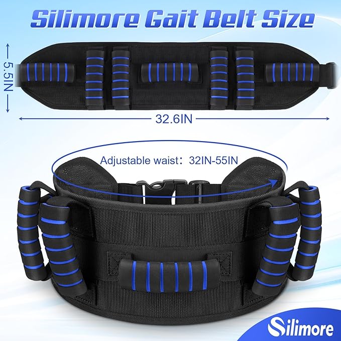 Gait Belt for Seniors with Handles, Gate Belts Medical for Elderly Physical Therapy Transfer Belt for Lifting Seniors,Patients,Disabled(Blue)