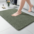 LOCHAS Luxury Bathroom Rug Shaggy Bath Mat 24 x 17 Inch, Washable Non Slip Bath Rugs for Bathroom Shower, Soft Plush Chenille Absorbent Carpets Mats, Sage Green
