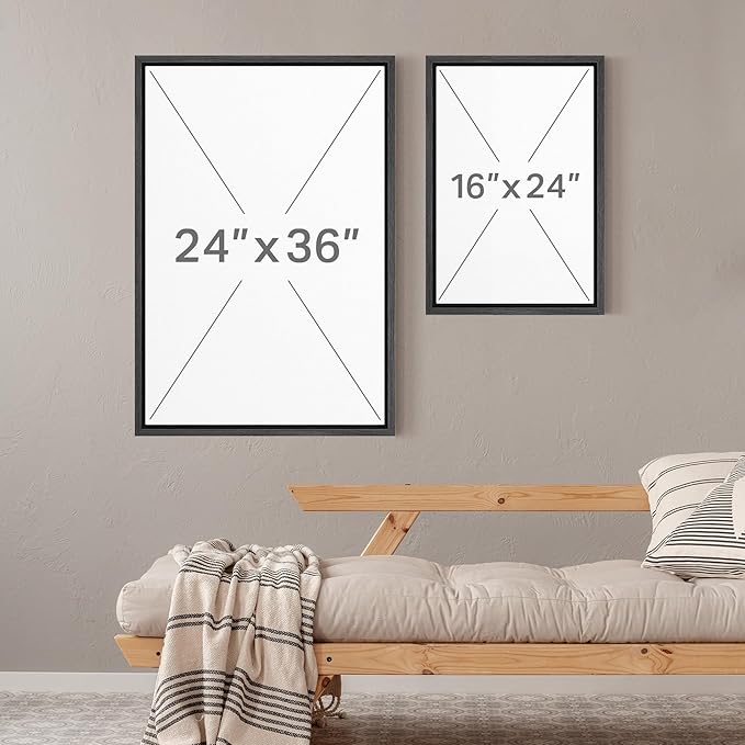 MUDECOR Framed Canvas Print Wall Art Monochrome Floral Botanical Black and White Illustrations Modern Art Decorative Bohemian Colorful Chic for Living Room, Bedroom, Office - 16"x24"x2 Black