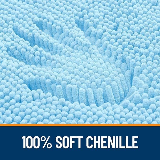 OLANLY Bathroom Rugs 36x24, Extra Soft Absorbent Chenille Bath Rugs, Rubber Backing Quick Dry, Machine Washable Bath Mats for Bathroom Floor, Tub and Shower, Home Decor Accessories, Sky Blue