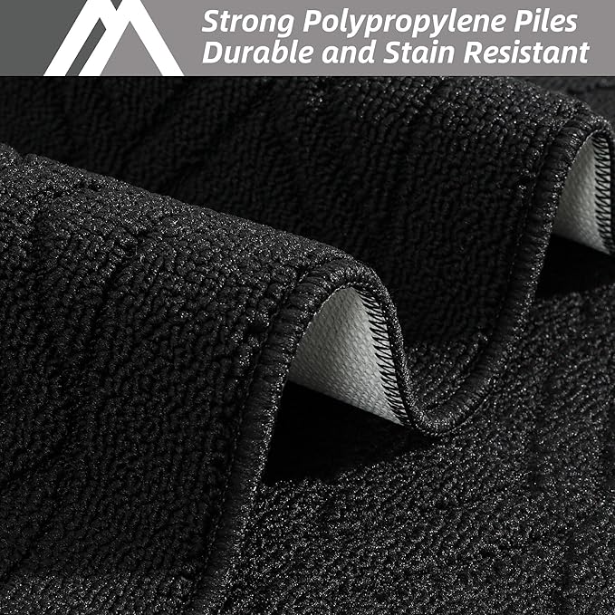 COSY HOMEER-Kitchen-Rugs-and-Mats 20"x30" Non Slip Kitchen Mats for Floor Absorbent Kitchen Rug Washable Kitchen Standing Floor Mat for Sink Mat,Throw Rug,Entry,Laundry,Black
