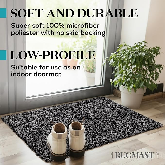 Premium Microfiber Indoor Door Mat – 36"x60" Washable Entry Mat, Non-Slip, Waterproof Backing, Super Absorbent, Low Profile Entryway Doormat for Indoor Entrance