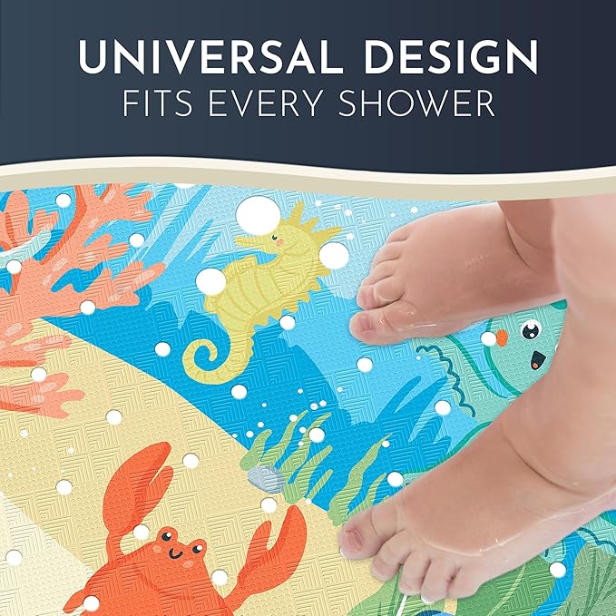 homerella® Shower Mat Non Slip Anti Mold, Non Slip Shower Mats for Inside Shower Stall Anti Slip Mat, Square Shower Floor Mat 21 x 21 in with Suction Cups & Hooks for Quick Drying, Machine Washable