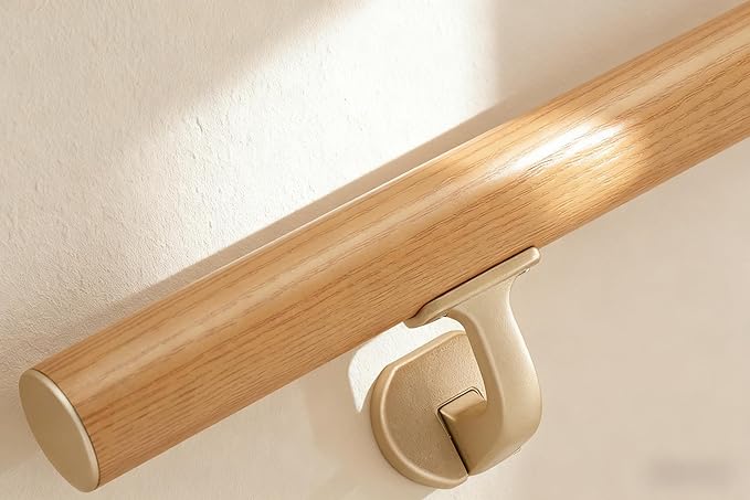 3 FT Handrails for indoor&outdoor stairs,deck,slope,Modern Aluminum Handrail Set, Wall-Mounted with Zinc-Alloy Brackets，Crafted from aluminum alloy (not solid wood) rust-free (Cherry Wood Grain, 3 FT)