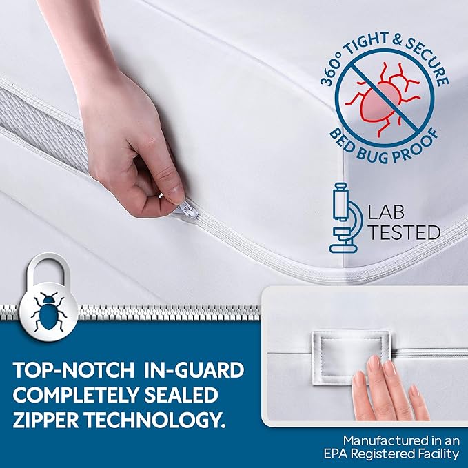 Guardmax Jersey Knitted California King Zippered Mattress Encasement - Waterproof & Bed Bug Proof Mattress Protector - Comfortable, Soft, and Noiseless Zippered Bedding - Dust Mite Proof (72x84 x12)