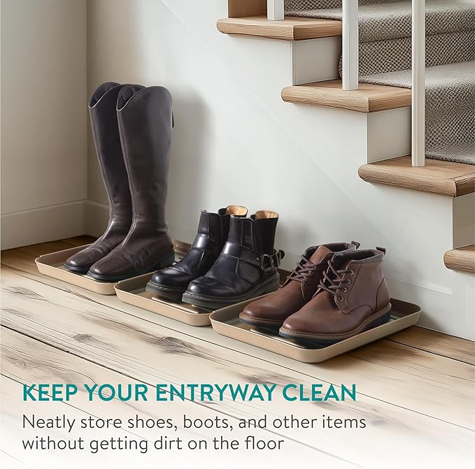 Navaris Set of 3 Shoe Drip Trays - Multi-Purpose Boot Tray for Rain Boots, Winter Boots, Sneakers - Indoor and Outdoor Use in All Seasons - Bronze, S