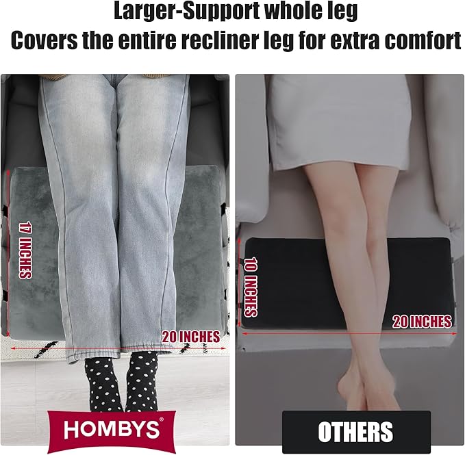 HOMBYS Extra Large Recliner Leg Pillow, Foam Foot Rest Cushion Wave Shape Recliner Footrest Extender, Multi Purpose Back & Lumbar Support Pillow for Bed, Sofa Couch, (Light Grey)