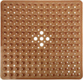 Yimobra Shower Stall Mat Non Slip, 21x21 Inch, Soft Square Bath Mat for Shower with Suction Cups and Drain Holes, Stall Floor Mats for Bathroom, Machine Washable, Bathroom Accessories,Clear Brown