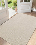 Color&Geometry Extremely White Beige Ultra Thin Indoor Door Mat 36"x60", Machine Washable Front Door Mat Non Slip, Low Profile Entrance Mat Indoor, Absorbent Carpet for Inside, Entry, Entryway (FOLD)