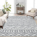 KUTA Area Rug 5x7 Grey, Washable Boho Large Living Room Moroccan Rugs Non-Slip, Ultra Soft Geometric Traditional Farmhouse Carpet for Dining Room Bedroom Dorm Office Home Décor