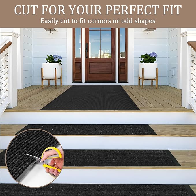 3' X 10' Commercial Grade Hallway Runner Rug, Industrial Rug Heavy Duty Brush Step Entrance Mat Weather Utility Rug with Non Slip Rubber Backing, Commercial Traffic Guard Door Carpet, Black