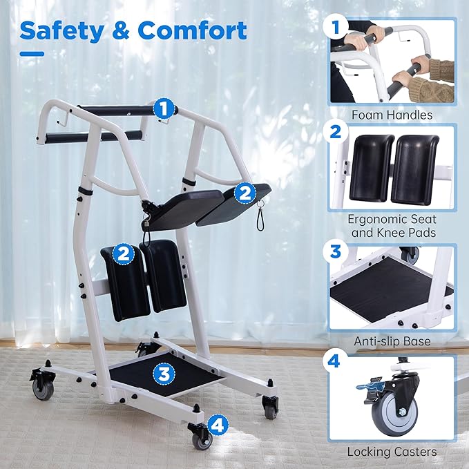 Sit to Stand Lift, Stand Assist Lift for Elderly, Patient Transfer Assist Devices with Belt for Home Care Use, 400 lbs Capacity