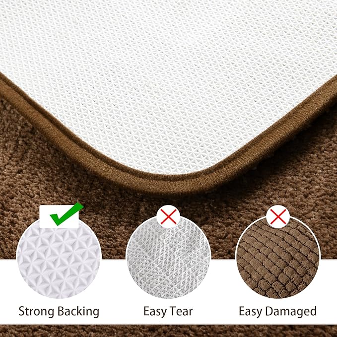 LOCHAS Bathroom Rug Set Light Brown, Soft Bath Rug Set 2 Piece Set, Toilet Mat U-Shaped 20x20 and 34x20 Bath Rugs, Quickly Dry Mats for Bathroom, Tub, Washable, Super Absorbent Floor Mat