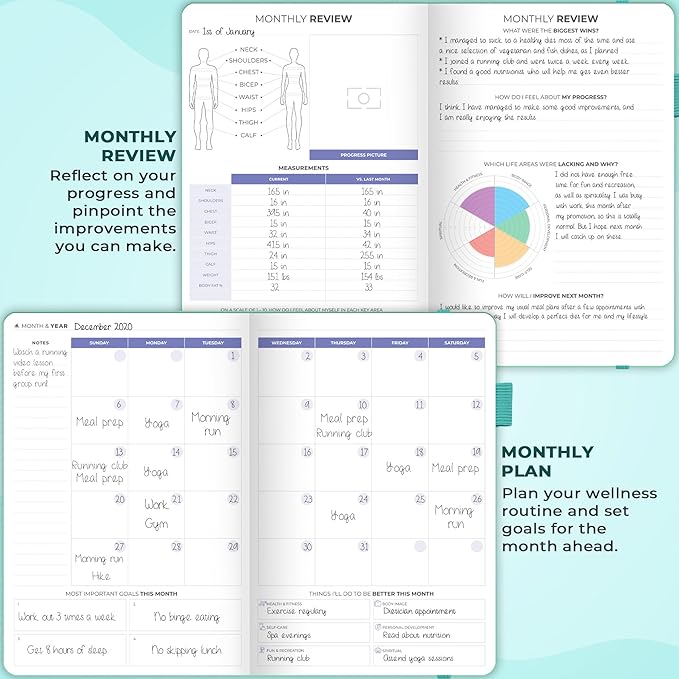 Clever Fox Fitness & Food Journal – Nutrition & Workout Planner for Women & Men – Diet & Gym Exercise Log Book with Calendars, Diet & Training Trackers - Undated, A5 Size, Hardcover (Turquoise)
