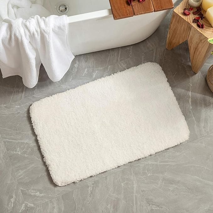 MIULEE Ivory Absorbent Bathroom Rugs, Soft Large Bath Mats Non-Slip and Quick-Drying for Bathroom Floor Bathtub Showers, Machine Washable Carpet (24 x 36 Inches)
