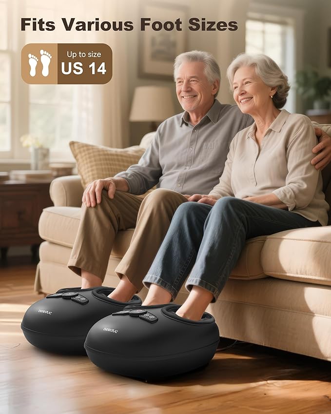 Beleduc Foot Massager with Heat and Compression, Deep Kneading Shiatsu Foot Massager for Plantar Fasciitis & Neuropathy, 3 Intensities, Washable Covers, Fits Up to Men Size 14