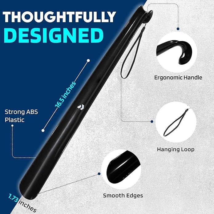 Nextnoid Shoe Horn Long Handle for Seniors - 16.5" Straight & Sturdy Long Shoe Horn for Men, Women & Kids